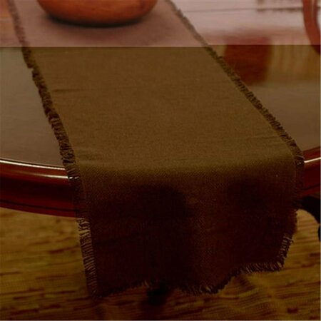 VHC BRANDS 13 x 72 in. Custom Burlap Chocolate Runner Fringed 12993